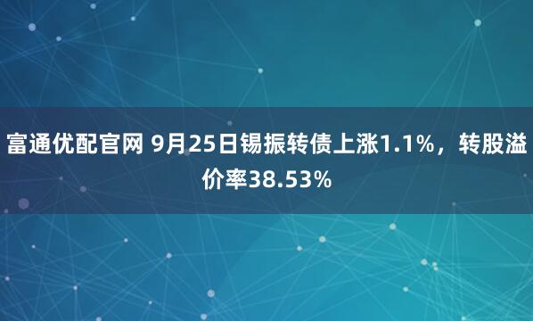 富通优配官网 9月25日锡振转债上涨1.1%，转股溢价率38.53%